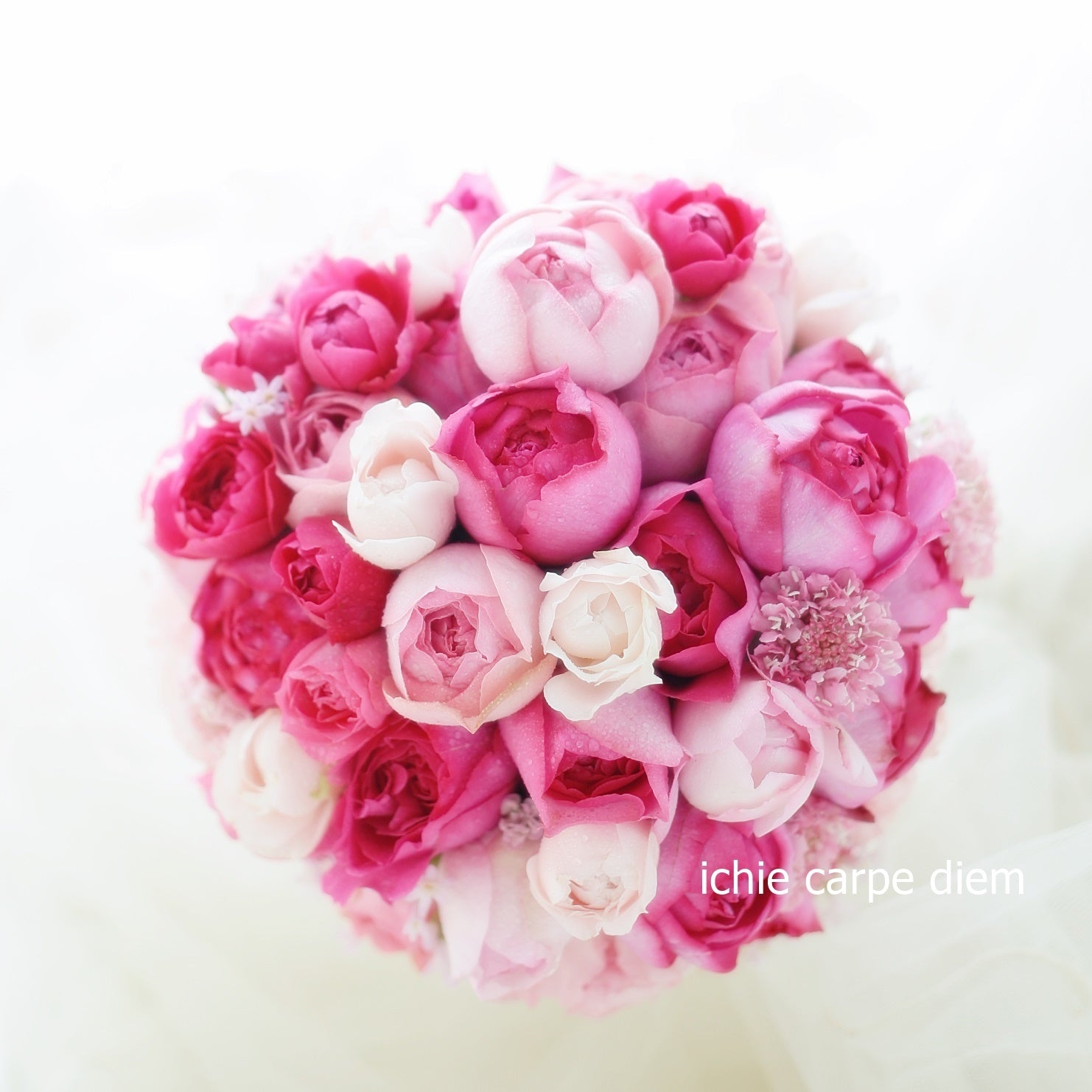 卒花嫁様レポ　アフターブーケのご感想　ピンクのバラのブーケ、ザグランドオリエンタルみなとみらい