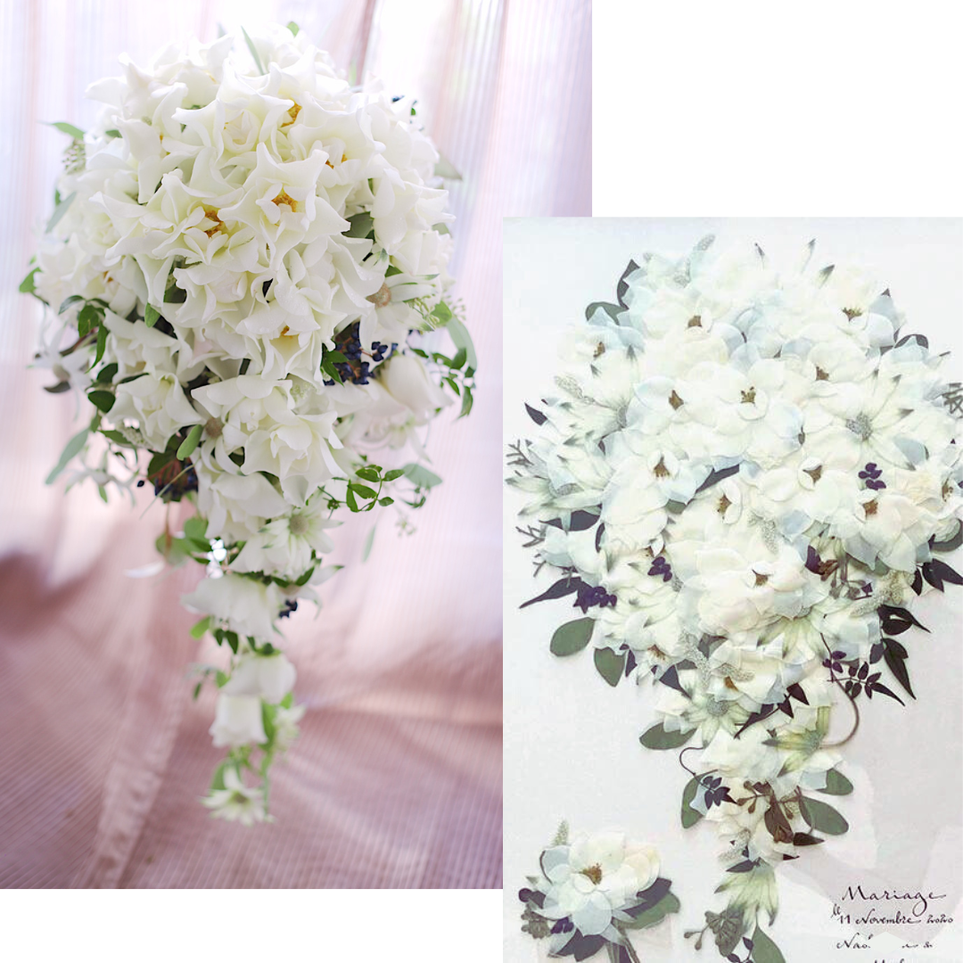 ブーケとブーケ保存加工の比較写真